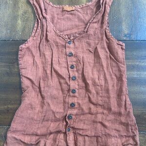 CP Shades Rust Button-Front Linen Camisole